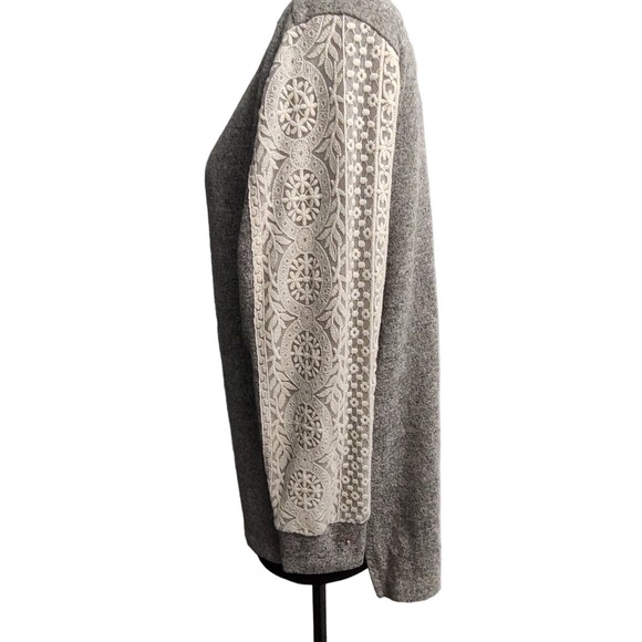 Flora Nikrooz pullover shirt with lace on sleeves Grey pajama top ONLY Size L - Picture 4 of 10